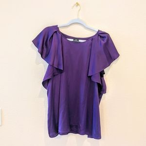 NWT Worthington Purple Ruffle Sleeve Blouse XXL